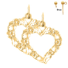 Sterling Silver 17mm Heart Earrings (White or Yellow Gold Plated)
