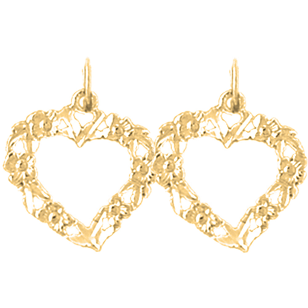 Yellow Gold-plated Silver 17mm Heart Earrings