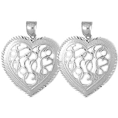 Sterling Silver 32mm Heart Earrings
