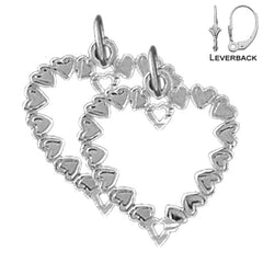 Sterling Silver 20mm Heart Earrings (White or Yellow Gold Plated)