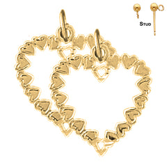 Sterling Silver 20mm Heart Earrings (White or Yellow Gold Plated)