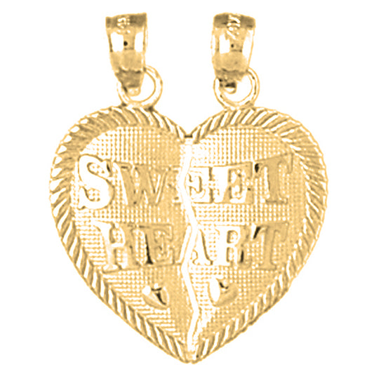 14K or 18K Gold Sweet Heart Breakable Heart Pendant