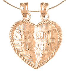 14K or 18K Gold Sweet Heart Breakable Heart Pendant