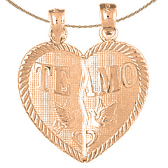 Colgante de corazón rompible Te Amo de oro de 10K, 14K o 18K