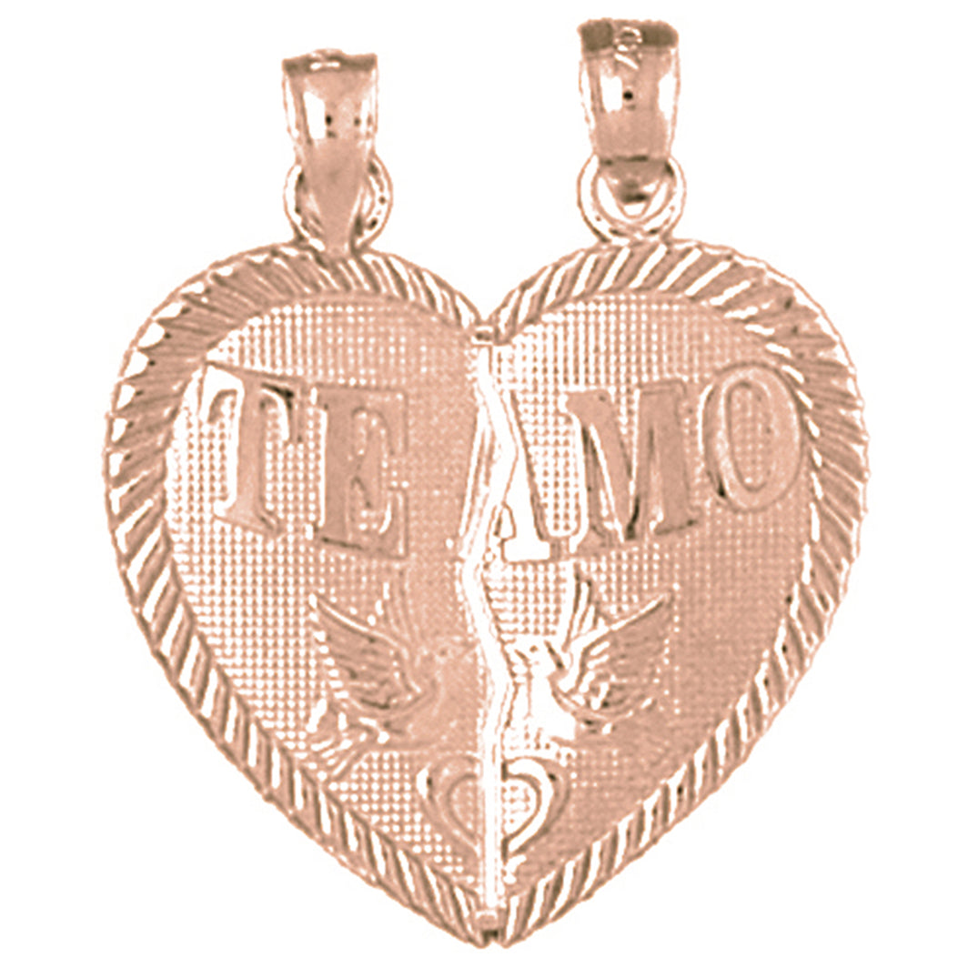 10K, 14K or 18K Gold Te Amo Breakable Heart Pendant