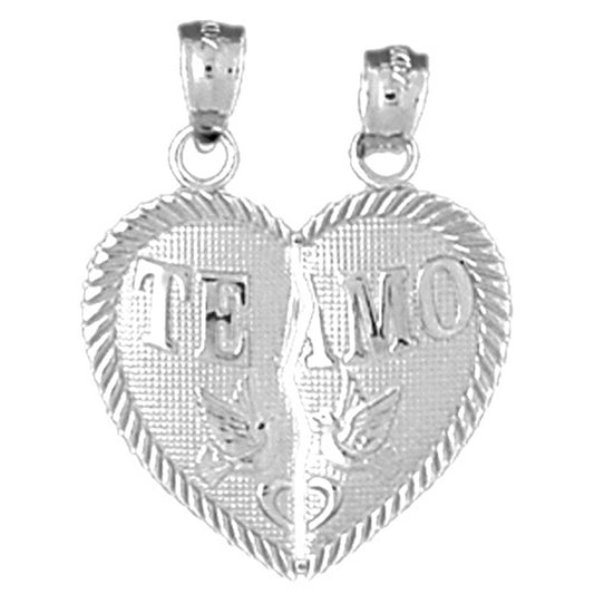 14K or 18K Gold Te Amo Breakable Heart Pendant