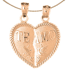 14K or 18K Gold Te Amo Breakable Heart Pendant