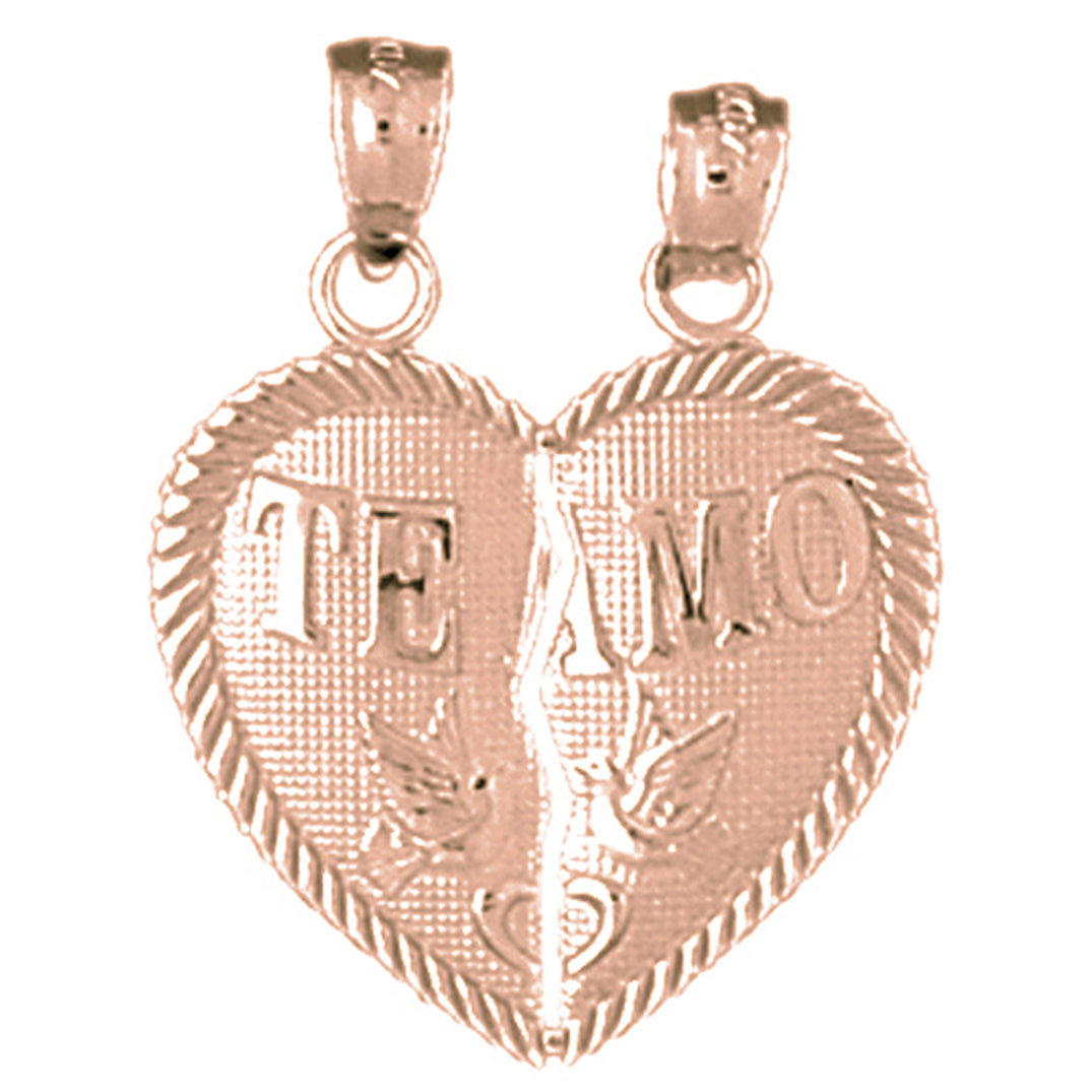 14K or 18K Gold Te Amo Breakable Heart Pendant