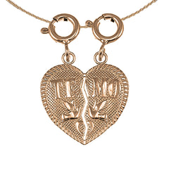 14K or 18K Gold Te Amo Breakable Heart Pendant