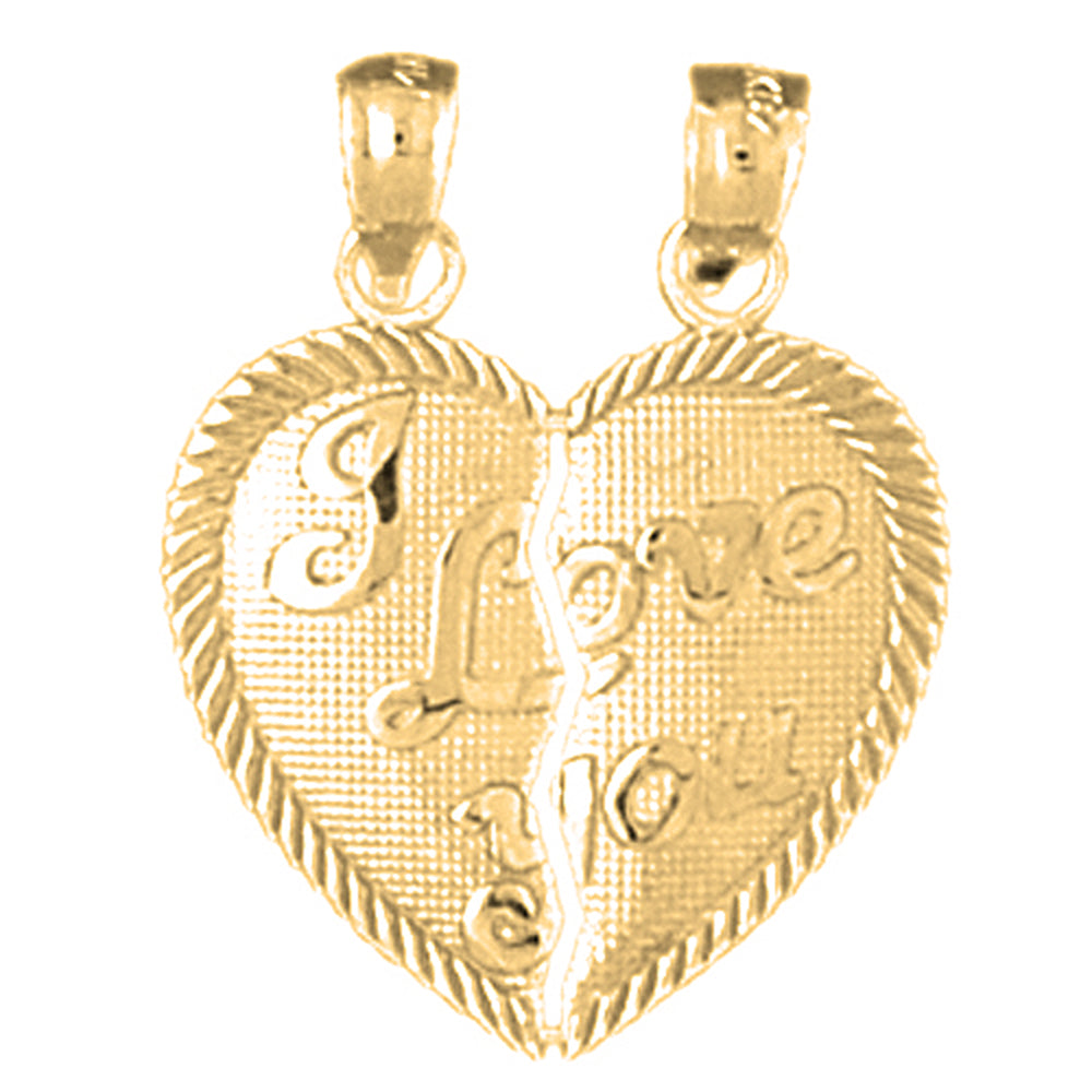 14K or 18K Gold I Love You Breakable Heart Pendant