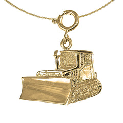 Colgante Bulldozer de Oro de 10K, 14K o 18K