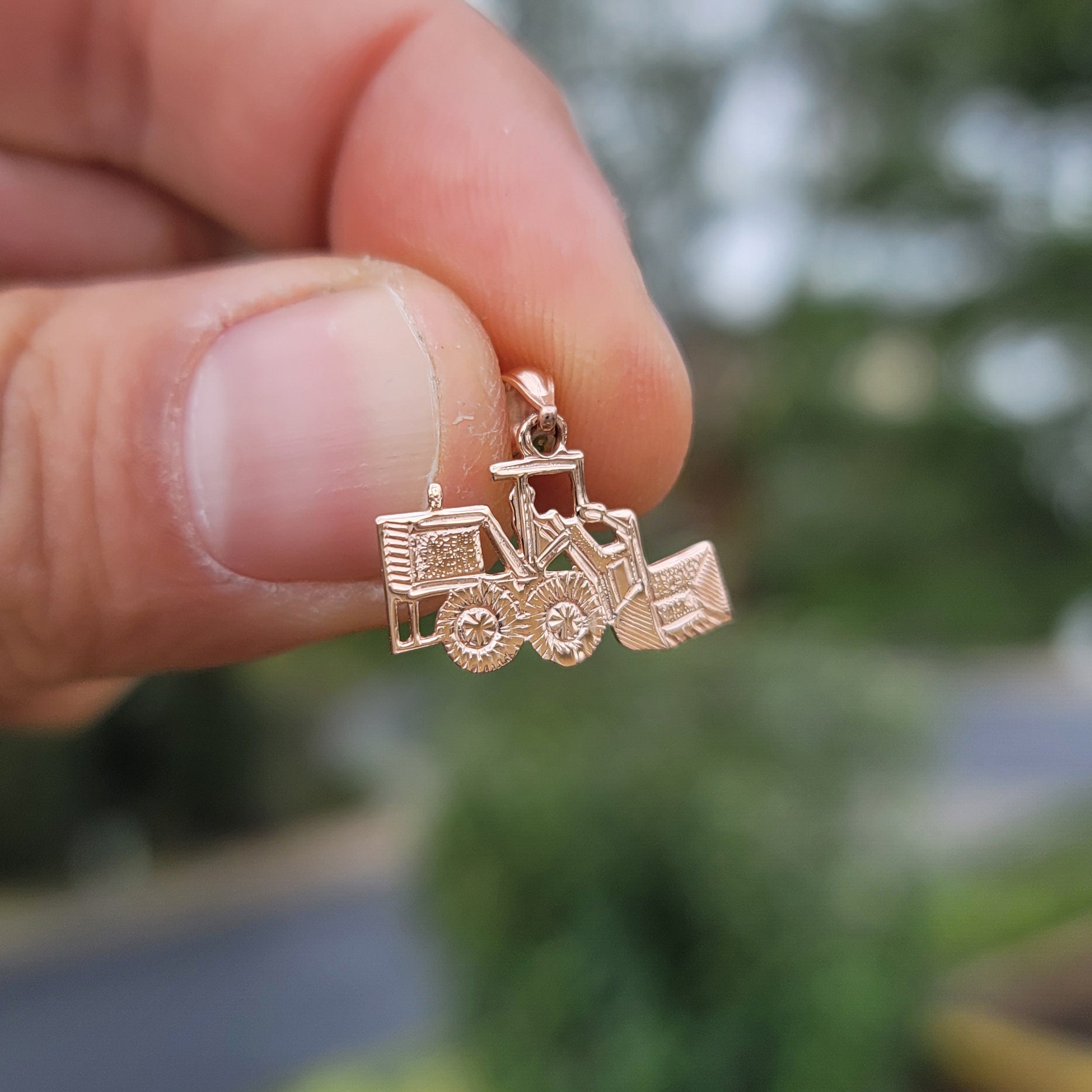 14K or 18K Gold Bulldozer Pendant