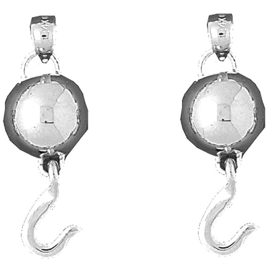 Sterling Silver 33mm Ball And Chain Earrings