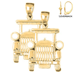 Sterling Silver 33mm Buggy Car Earrings (White or Yellow Gold Plated)