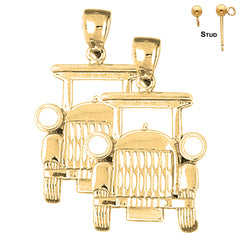 Sterling Silver 33mm Buggy Car Earrings (White or Yellow Gold Plated)