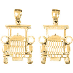 Yellow Gold-plated Silver 33mm Buggy Car Earrings