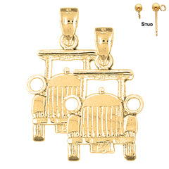 Sterling Silver 26mm Buggy Car Earrings (White or Yellow Gold Plated)