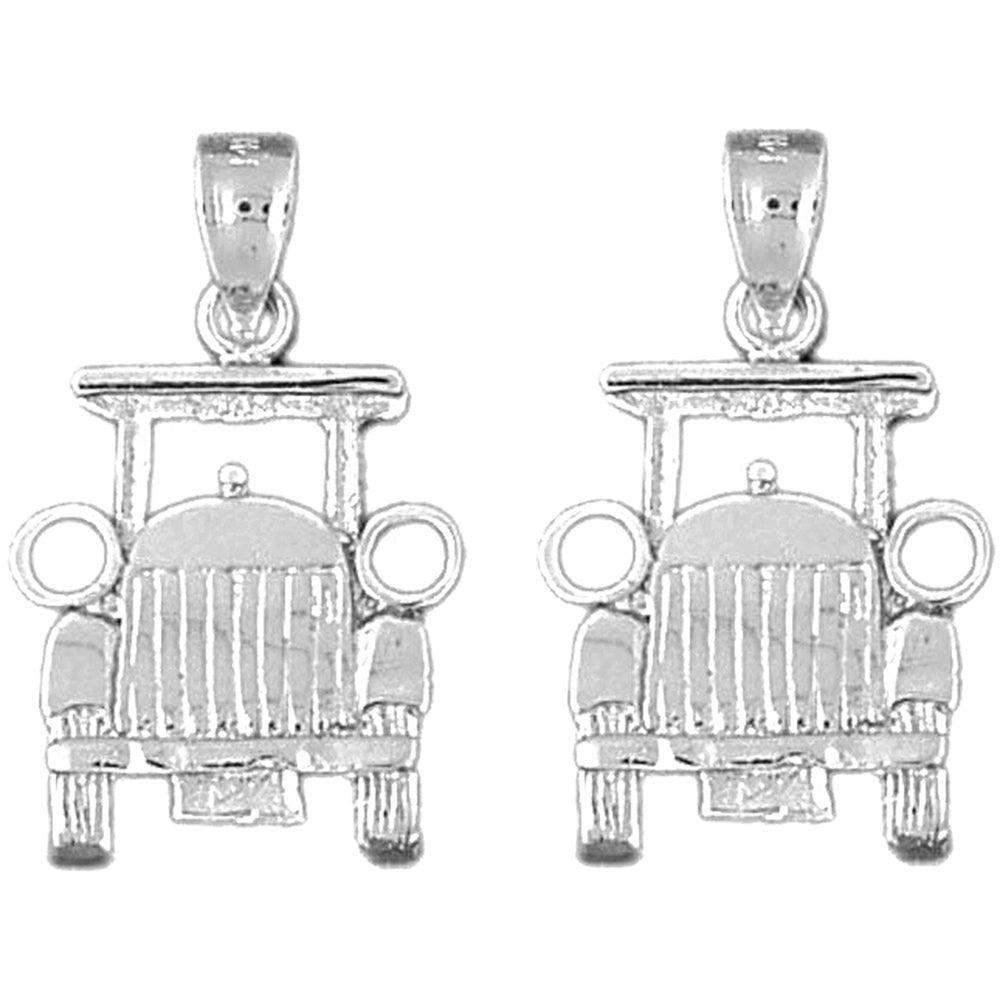 Sterling Silver 26mm Buggy Car Earrings