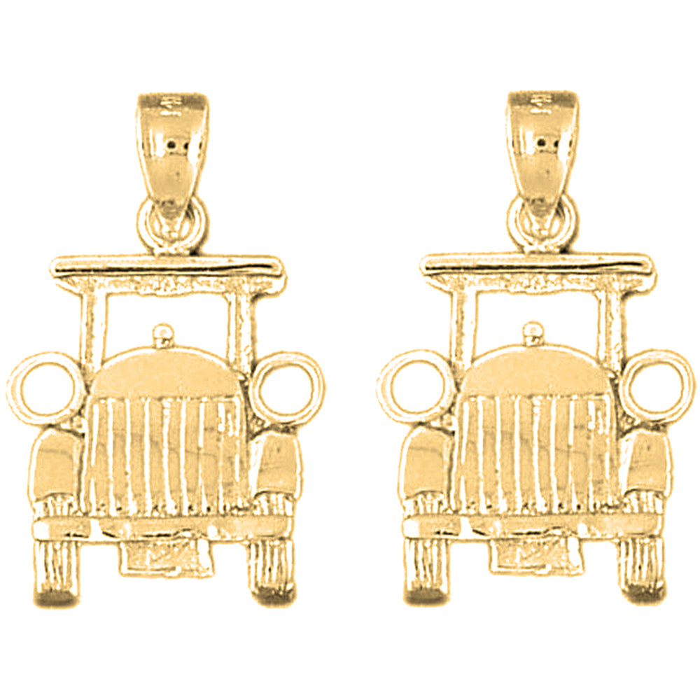 Yellow Gold-plated Silver 26mm Buggy Car Earrings