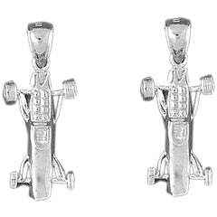 Sterling Silver 30mm 3D Car Earrings