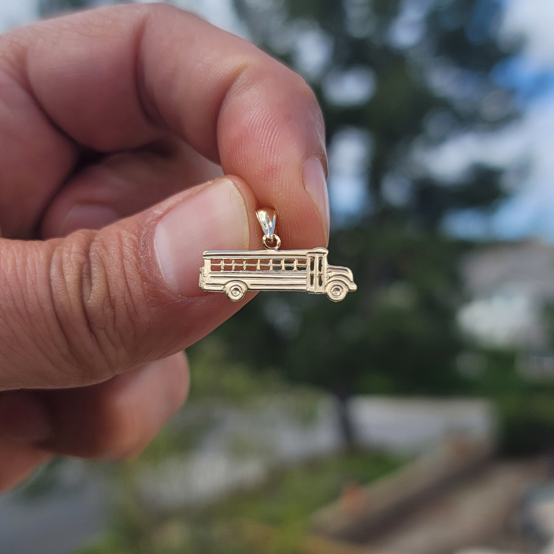 14K or 18K Gold Bus Pendant