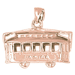 10K, 14K or 18K Gold 3D Trolley Pendant