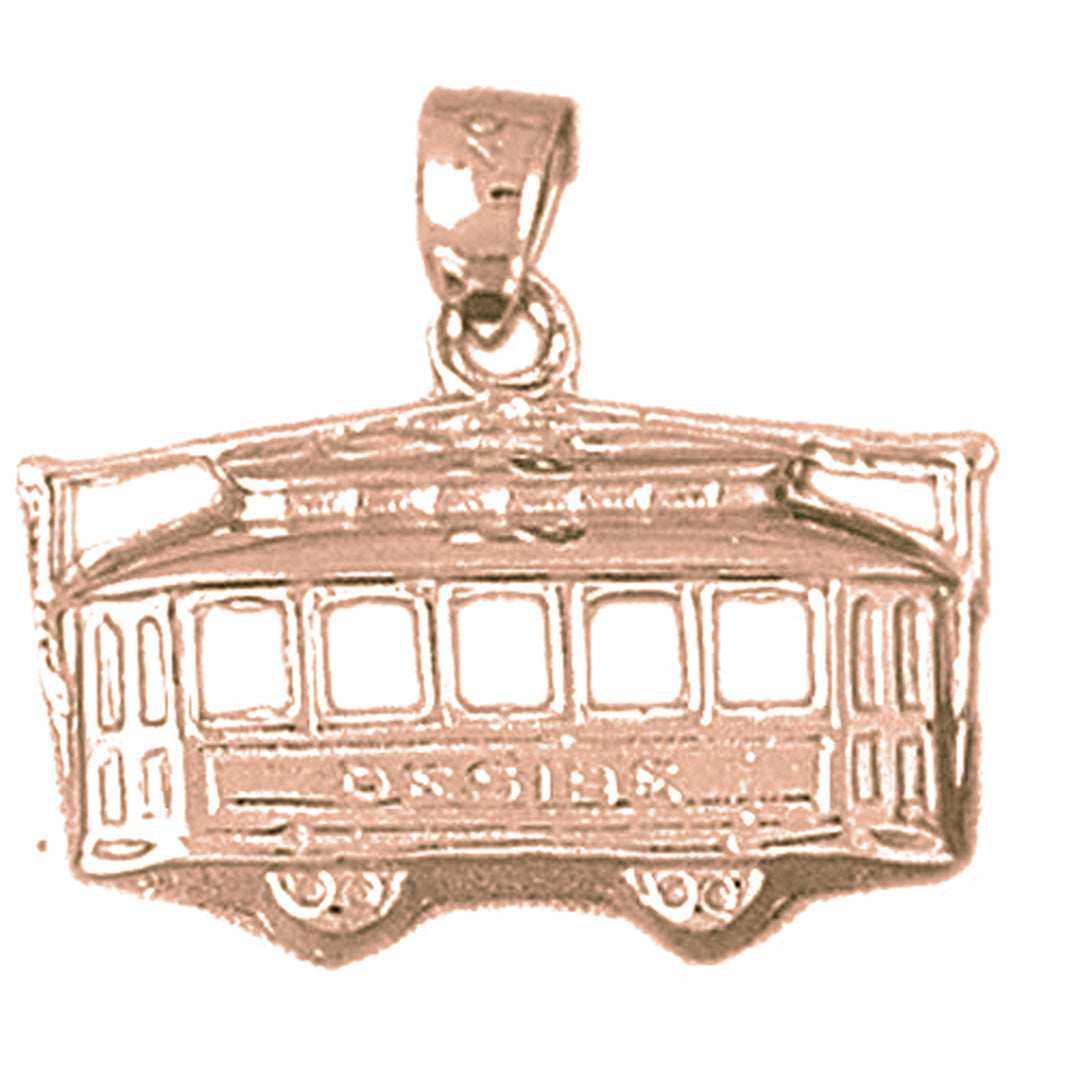 10K, 14K or 18K Gold 3D Trolley Pendant