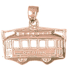 10K, 14K or 18K Gold 3D Trolley Pendant