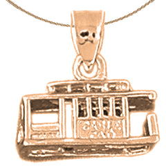 10K, 14K or 18K Gold 3D Trolley Pendant