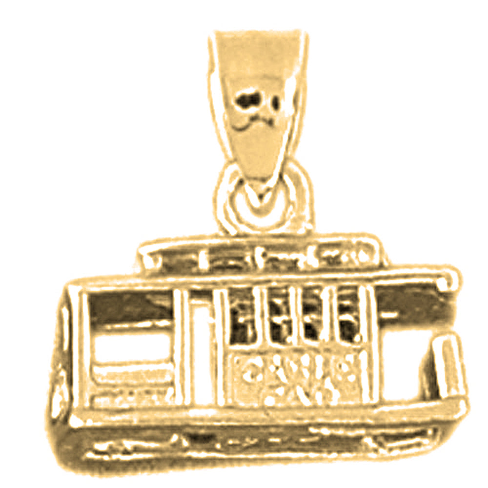 10K, 14K or 18K Gold 3D Trolley Pendant