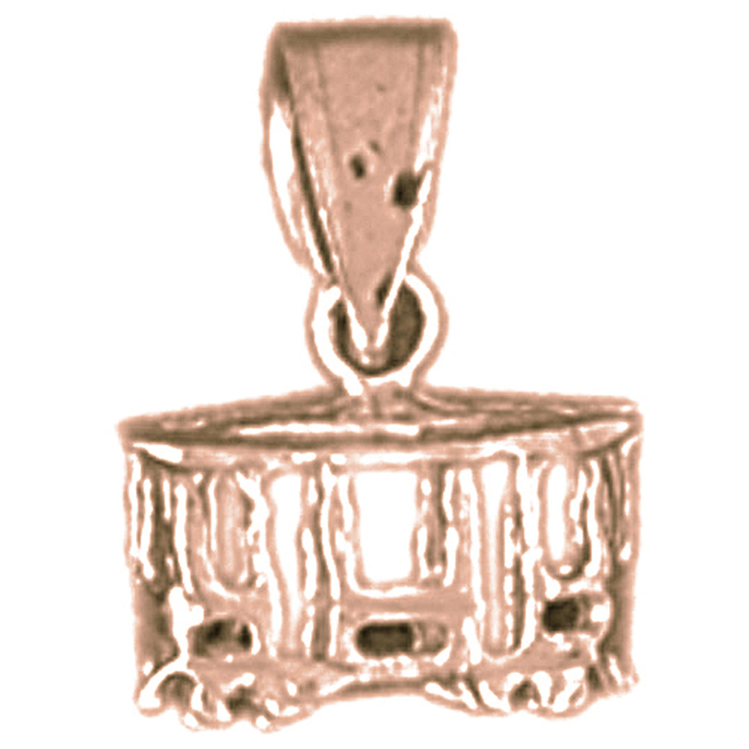 14K or 18K Gold 3D Trolley Pendant