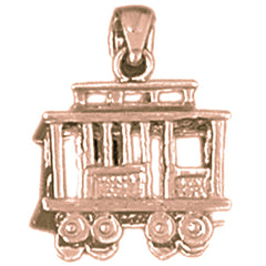 10K, 14K or 18K Gold 3D Trolley Pendant