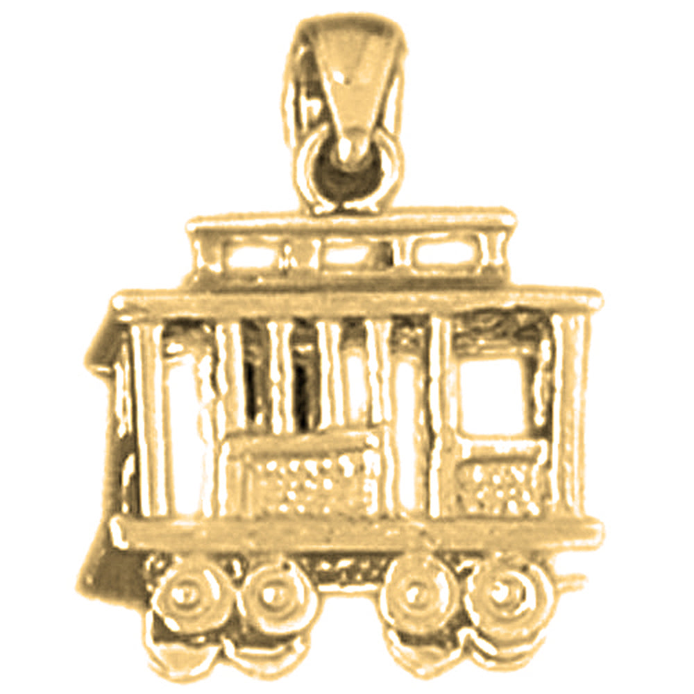 10K, 14K or 18K Gold 3D Trolley Pendant