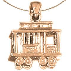 10K, 14K or 18K Gold 3D Trolley Pendant