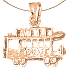 10K, 14K or 18K Gold 3D Trolley Pendant