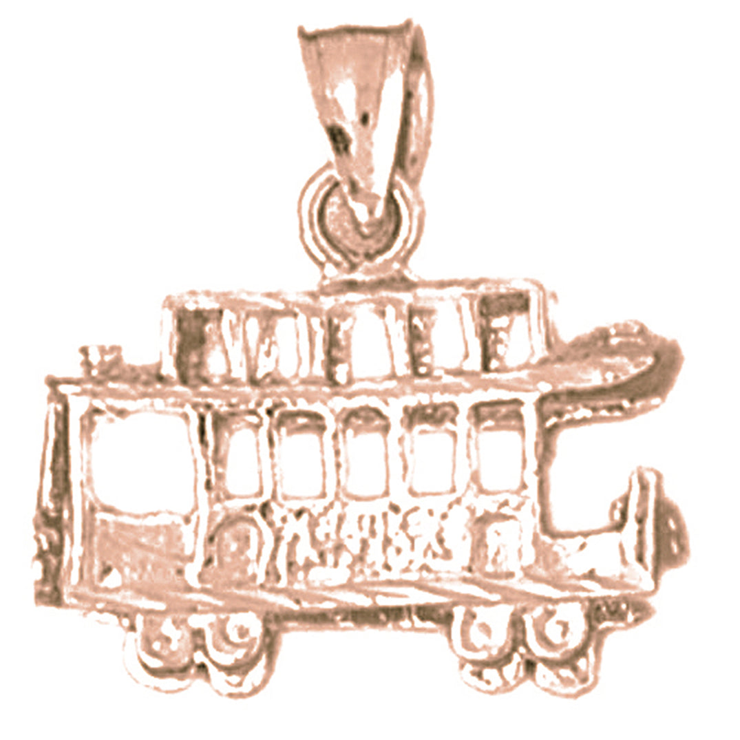 10K, 14K or 18K Gold 3D Trolley Pendant