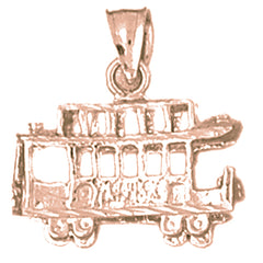 10K, 14K or 18K Gold 3D Trolley Pendant