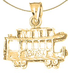 10K, 14K or 18K Gold 3D Trolley Pendant