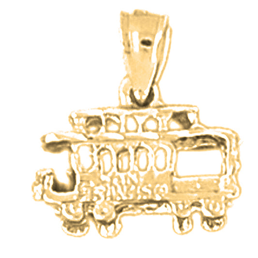 10K, 14K or 18K Gold 3D Trolley Pendant