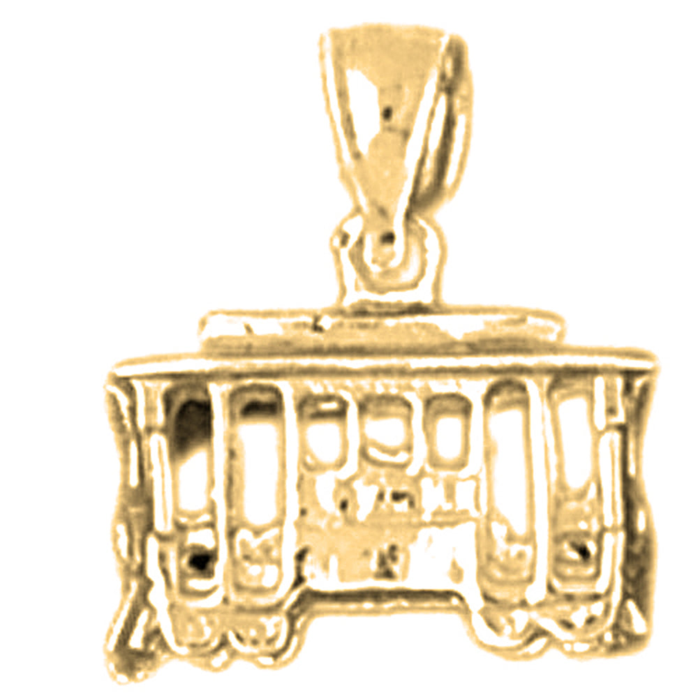 10K, 14K or 18K Gold 3D Trolley Pendant