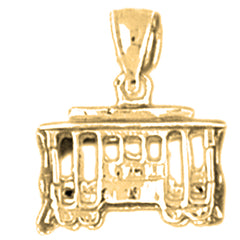 10K, 14K or 18K Gold 3D Trolley Pendant