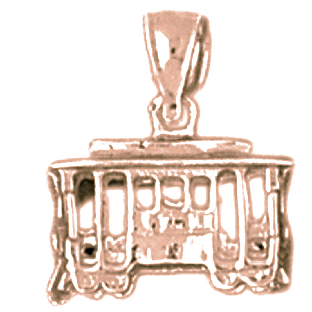 10K, 14K or 18K Gold 3D Trolley Pendant