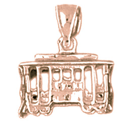 10K, 14K or 18K Gold 3D Trolley Pendant