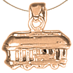 10K, 14K or 18K Gold 3D Trolley Pendant