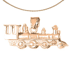 10K, 14K or 18K Gold 3D Train Engine Locomotive Pendant