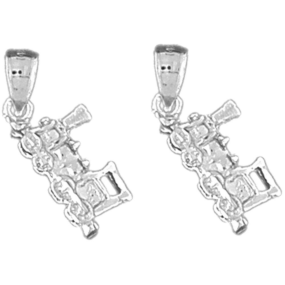 Sterling Silver 20mm 3D Train Engine Locomotive Earrings