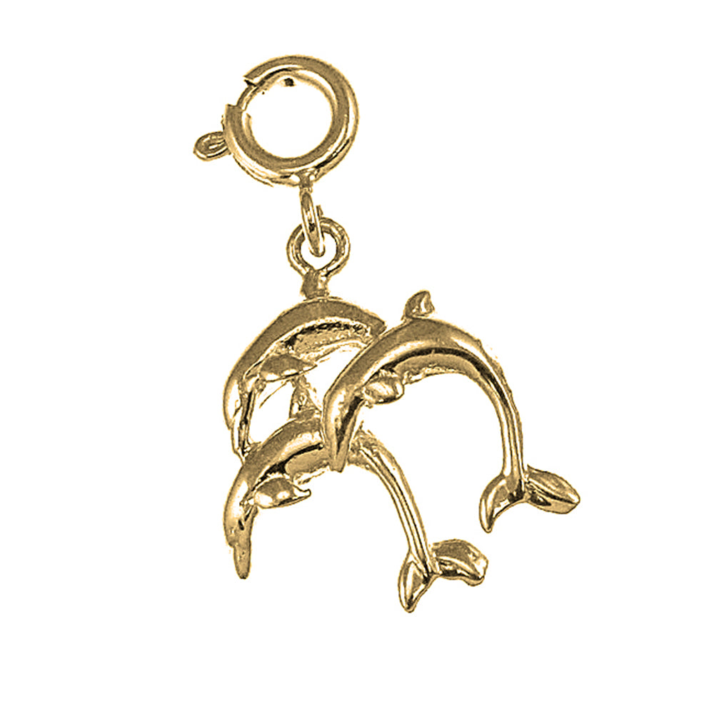 14K or 18K Gold Dolphin Pendant