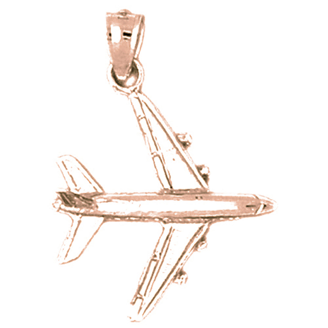 10K, 14K or 18K Gold 3D Airplane Pendant