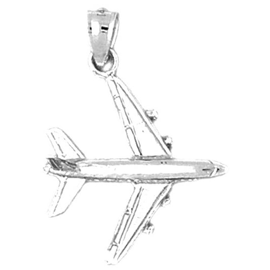 10K, 14K or 18K Gold 3D Airplane Pendant