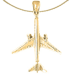 10K, 14K or 18K Gold 3D Airplane Pendant